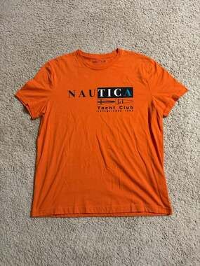 Nautica Sustainably Crafted Yacht Club Graphic T-Shirt Orange Size L